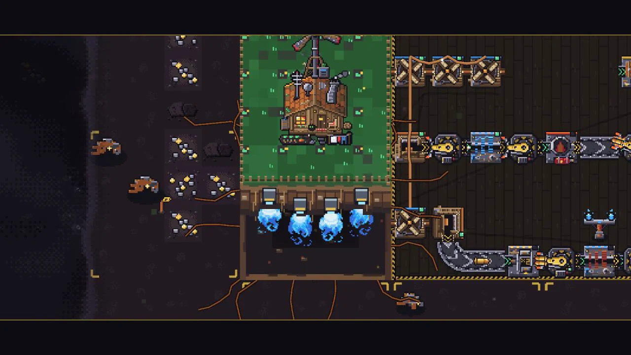 Granny Odette’s house lifts off with its wind turbine and a chunk of garden, carried by blue reactor flames.