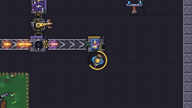 Bullet Factory: Fire and electricity ammunition lines join at a fusion crucible, producing plasma bullets.