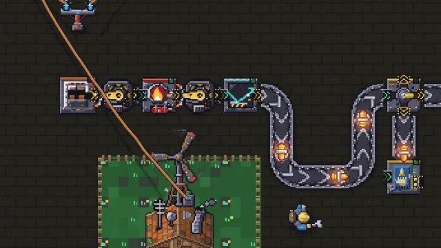 Bullet Factory: An ammo production line with machines, mechanical arms and belts turning around the factory floor.