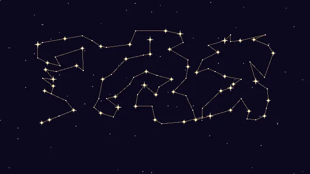 After the sword, the hundred islands drawn as a golden constellation on a night sky.